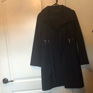 Via Spiga Navy Hooded Rain Coat XS